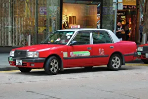Cars: Hong Kong taxi in the street in Central, Hong Kong, China