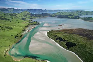 Paddock: Hoopers Inlet and farmland, Otago Peninsula, Dunedin