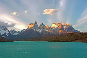 Sunrays: The horns of Torres del Paine with Lake Pehoe