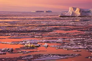 Floes: Huge iceberg and ice floes in the ocean