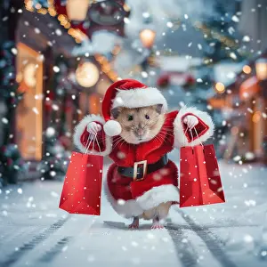 Generated: A humanised field hamster dressed as Father Christmas