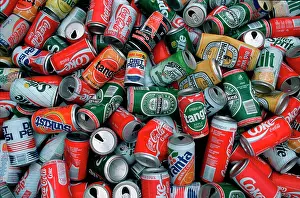 Hundreds: Hundreds of aluminium cans collected for recycling