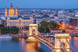 Haseltine: Hungary, Budapest. Szechenyi Chain Bridge across