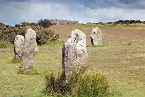 Cheesewring: Hurlers Stone Circle with Cheesewring beyond