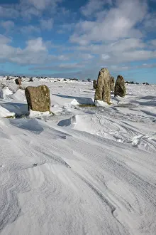Cornish: The Hurlers Stone Circle - Snow - Cornwall - UK
