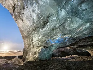 Transparent: Ice cave in the Vatnajoekull NP, Iceland. Ice ca