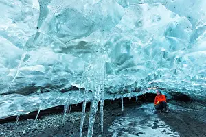 Stalactite: Ice cave, Vatnatjokull glacier, Southern Iceland