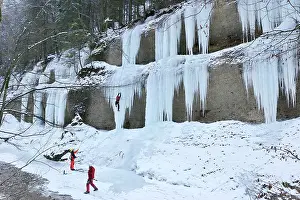 Icicles: Ice Climbing on frozen waterfall