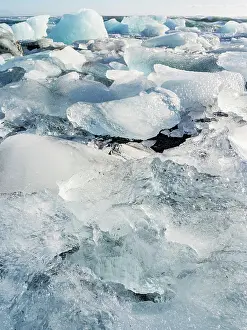 Cemetery: Iceberg on black volcanic beach. North Atlantic