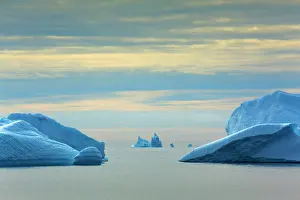 Drifting: Iceberg melting iceberg drifting Arctic ocean Summer