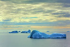 Drifting: Iceberg melting iceberg drifting Arctic ocean Summer