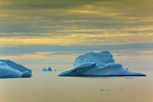 Drifting: Iceberg melting iceberg drifting Arctic ocean Summer