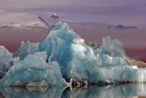 Jkulsarlon: Icebergs, fog, glacier, Jnkulsarlon, Vatnajnkull
