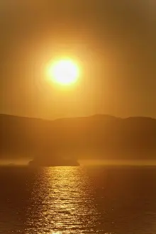 Davis: Icebergs at sunrise Arctic ocean Summer