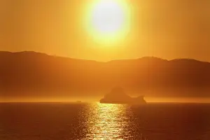 Davis: Icebergs at sunrise Arctic ocean Summer