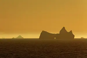 Davis: Icebergs at sunrise Arctic ocean Summer