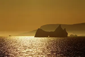 Davis: Icebergs at sunrise Arctic ocean Summer