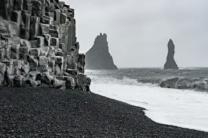 Stacks: Iceland. Black beaches and sea stacks of Reynisfjara