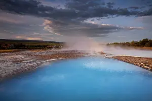 Thermal: Iceland, Geysir, Rising sun lights deep