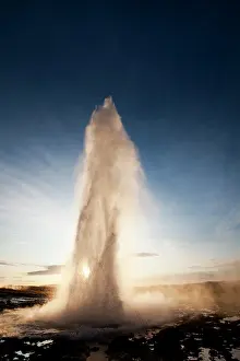 Thermal: Iceland, Geysir, Rising sun lights tower