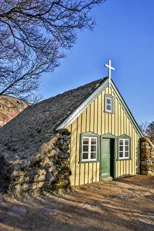 Window: Iceland, Hofskirkja, the last turf church built in the old