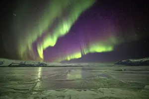 Unique: Iceland, Jokulsarlon Glacier Lagoon, Aurora Borealis