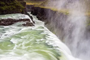 Dennis: Iceland, Misty Gulfoss. Waterfall flowing