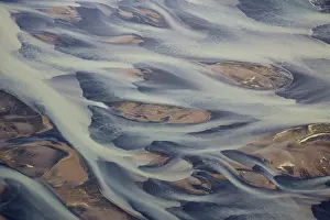 Reykjavik: Iceland, Reykjavik. Aerial of Holsa River