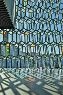 Glass: Iceland, Reykjavik. The concert hall Harpa. (Editorial Use