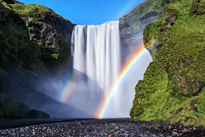 Dennis: Iceland, Skogafoss. Waterfall and rainbow