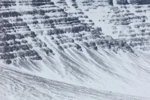 Abstracts: Iceland Structures Snow mountain landscape in winter Sn
