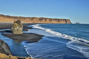 Seashore: Iceland, Vik. Reynisfjara black sand beach