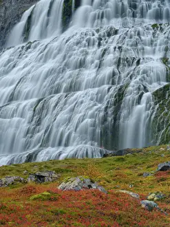 Westfjord: Iceland. Waterfall Dynjandi in Borgarfjordur during autumn