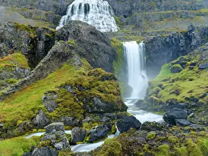 Westfjord: Iceland. Waterfall Dynjandi in Borgarfjordur during autumn