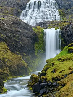 Westfjord: Iceland. Waterfall Dynjandi in Borgarfjordur during autumn