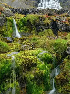 Westfjord: Iceland. Waterfall Dynjandi in Borgarfjordur during autumn