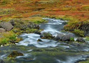 Westfjord: Iceland. Waterfall Dynjandi in Borgarfjordur during autumn