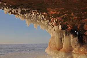 Lakeshore: Icicles hanging from ceiling in a cave, Apostle