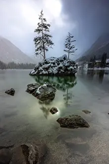 Upper: Idyll in winter at Hintersee in Berchtesgadener