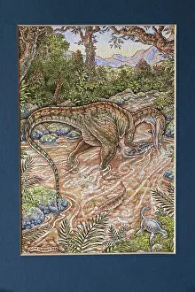 Catches: Illustration - Baryonyx walkeri catches a Lepidotes