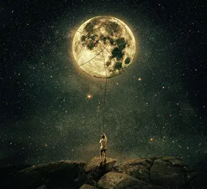 Moonlight: Imaginary view as a young man, holding a rope, try