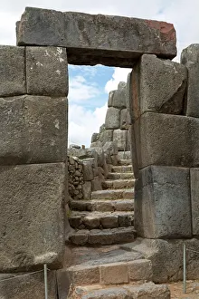 Defence: Inca gate in the Inca fortress Sacsayhuaman in Cusco