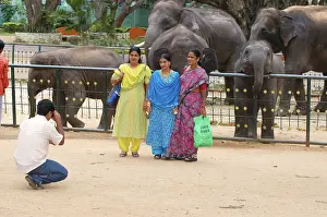 Photographing: Indian family at Bombay Zoo - with Elephants in background