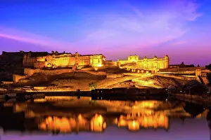 Bastion: Indian landmark, Amer Fort (Amber Fort) illumina