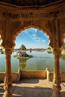 Bent: Indian landmark Gadi Sagar, artificial lake view