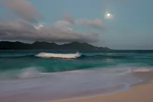 Moonlight: Indian Ocean and Praslin in moonlight
