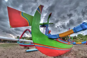 Outrigger: Indonesia, Bali. Outrigger boats, called
