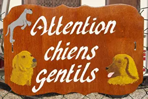 Barriers: Information Sign Caution Dog friendly France