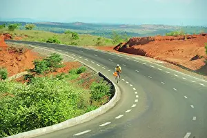 Bicycle: Inland Madagascar. Bicycle going down the