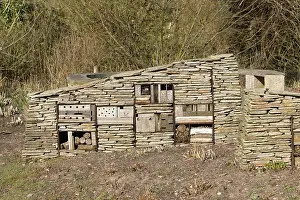 Built: Insect or bug hotel built of dry stone walling with